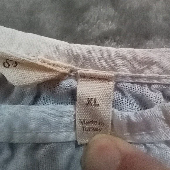 Soft Surroundings 100% Linen Top Blouse Shirt Womens Size XL Ivory Eyelet Sleeve - Picture 10 of 14